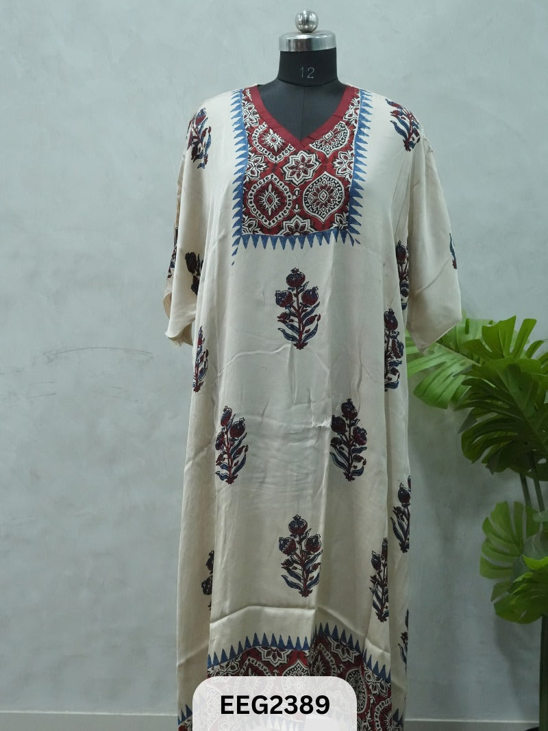 MODAL KHAFTAN WITH MIRROR WORK NECKLINE