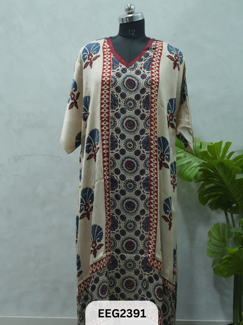 MODAL KHAFTAN WITH MIRROR WORK NECKLINE