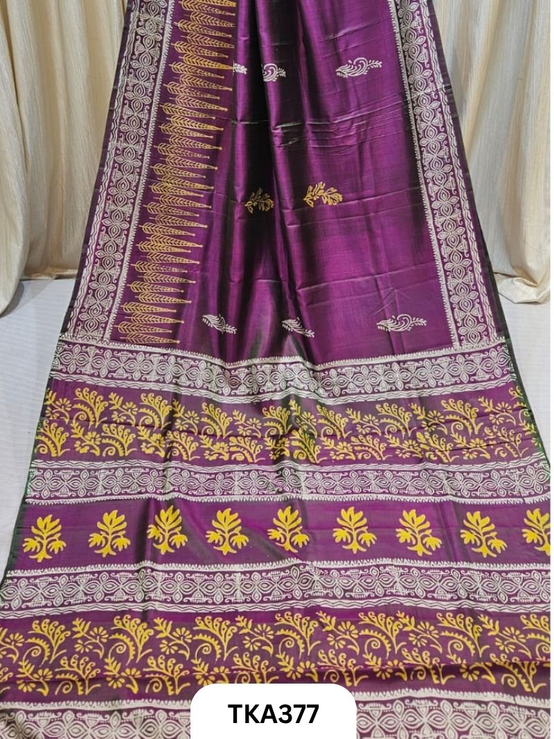 Murshidabad Silk Hand Painted Saree
