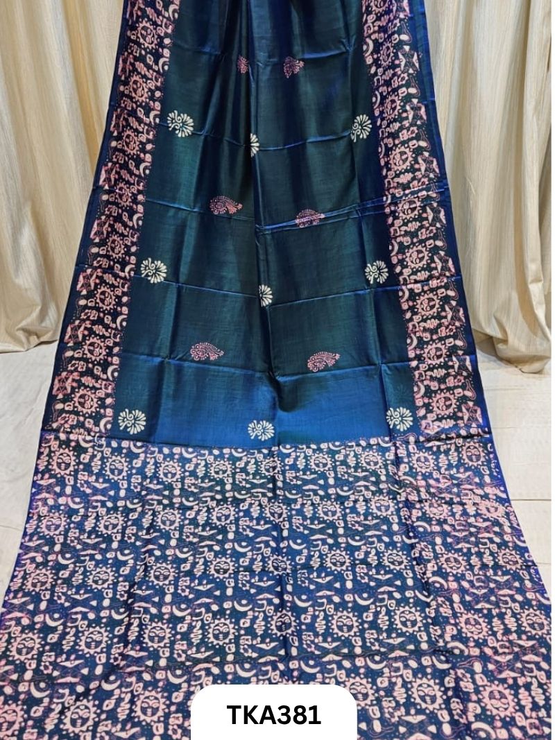 Murshidabad Silk Hand Painted Saree