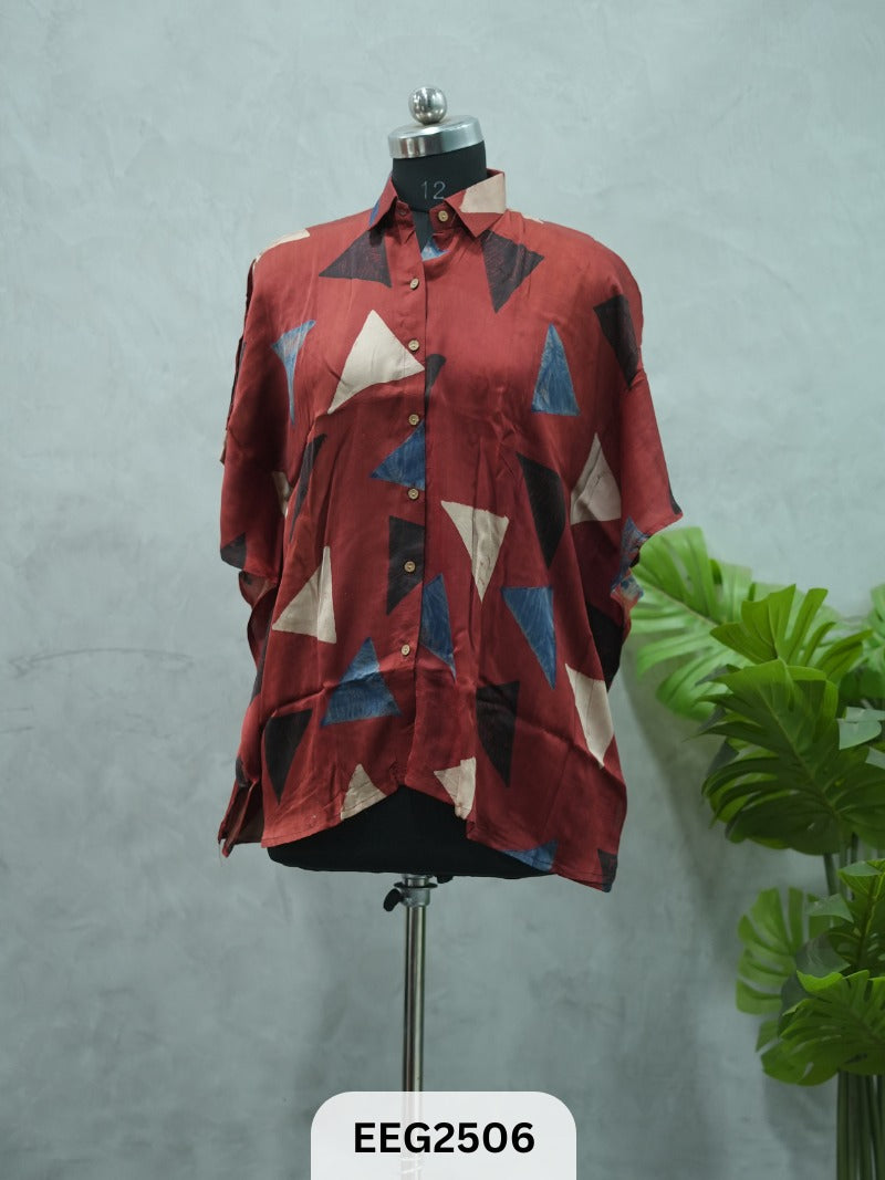 WOMEN MODAL AJRAKH PRINT KHAFTAN SHIRT