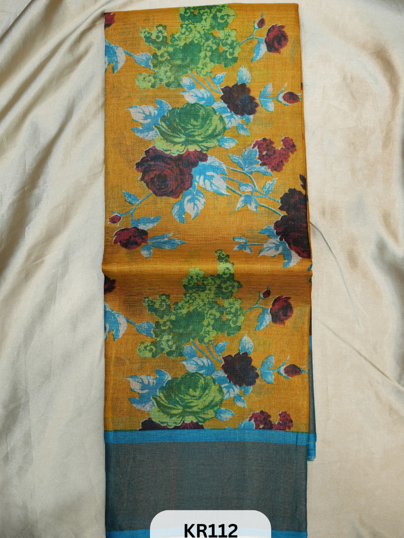 PURE TUSSAR SILK WITH HANDBLOCK AND DIGITAL