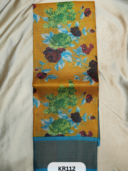 PURE TUSSAR SILK WITH HANDBLOCK AND DIGITAL