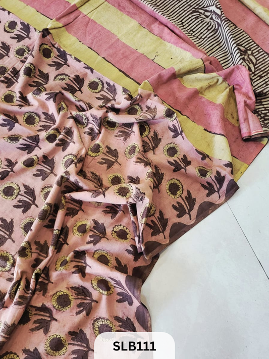 NASHPAL AJRAKH PRINT HAND BLOCK MULMUL COTTON SAREE