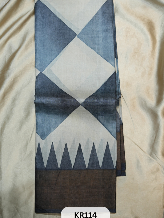 PURE TUSSAR SILK WITH HANDBLOCK AND DIGITAL