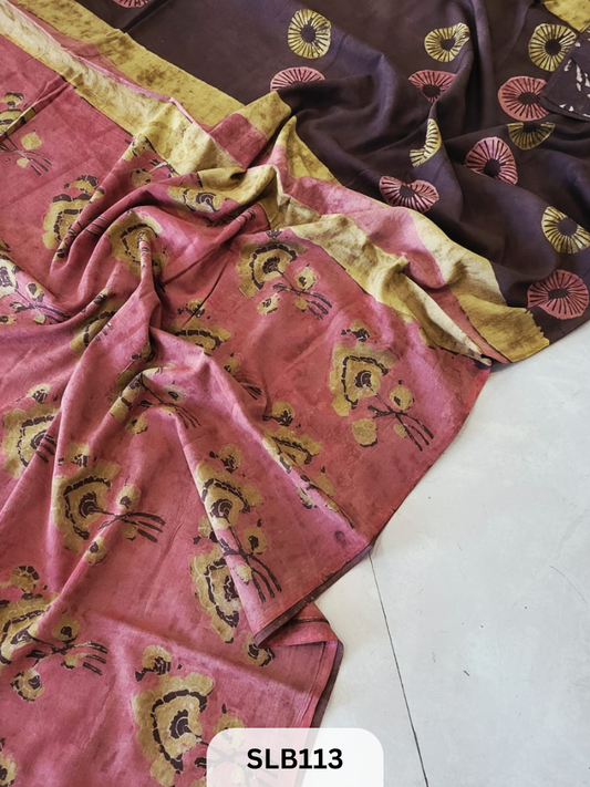 NASHPAL AJRAKH PRINT HAND BLOCK MULMUL COTTON SAREE