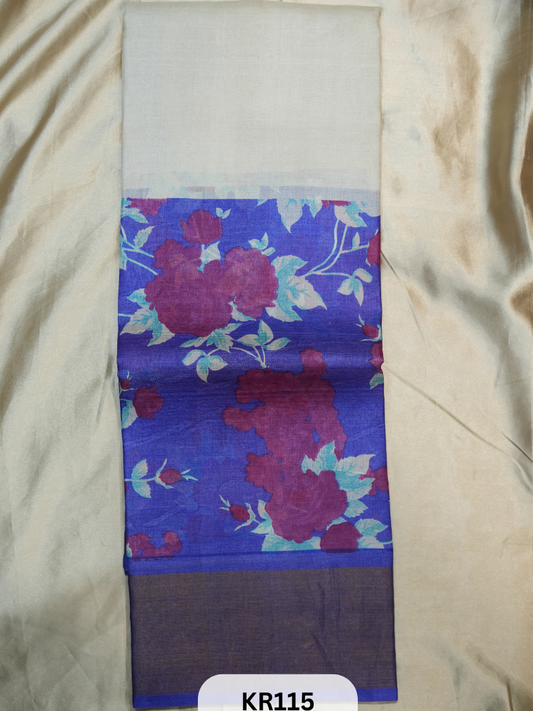 PURE TUSSAR SILK WITH HANDBLOCK AND DIGITAL