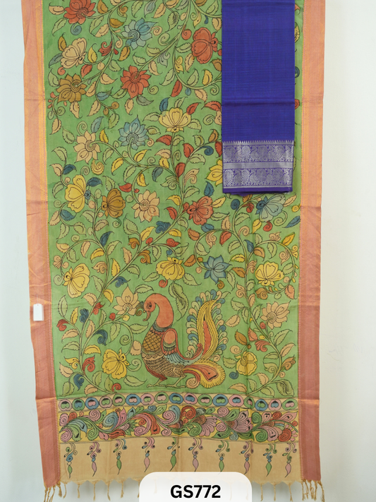 Mangalgiri Top with Pen Kalamkari Dupatta (Top and Dupatta only)