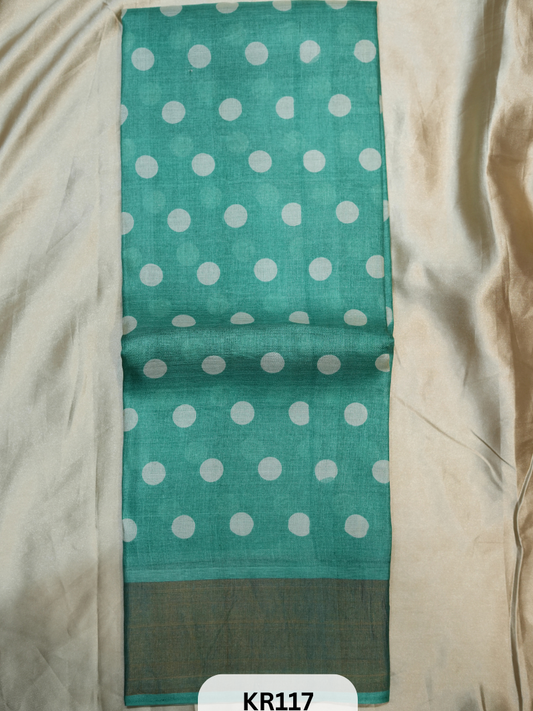 PURE TUSSAR SILK WITH HANDBLOCK AND DIGITAL