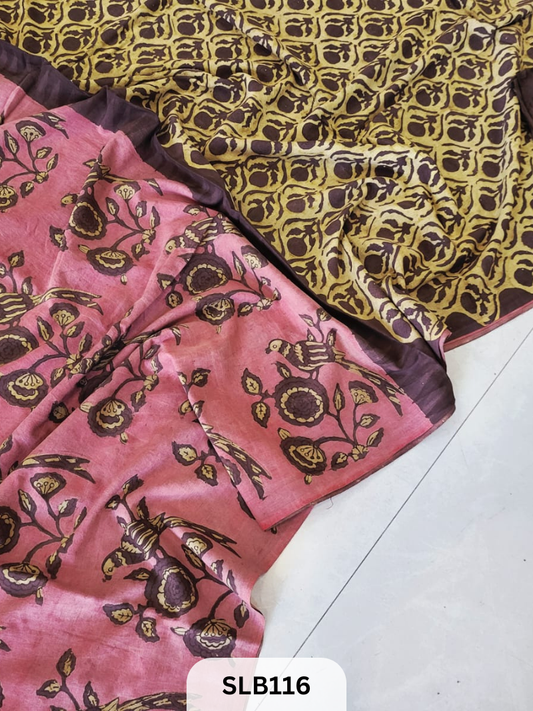 NASHPAL AJRAKH PRINT HAND BLOCK MULMUL COTTON SAREE