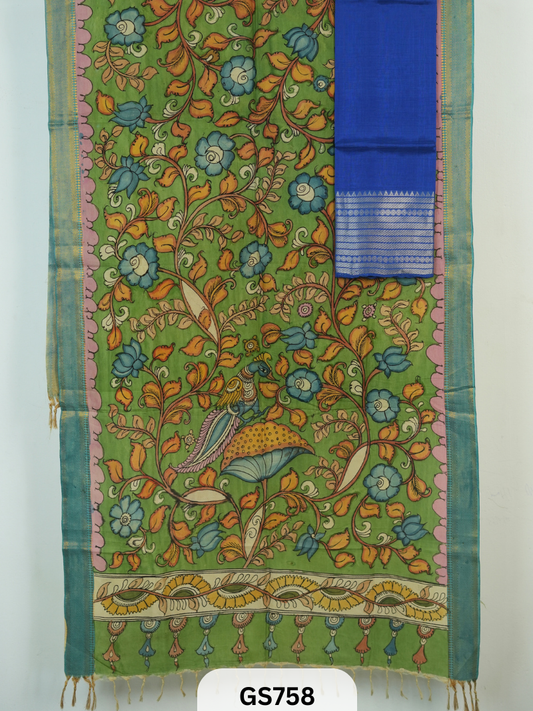 Mangalgiri Top with Pen Kalamkari Dupatta (Top and Dupatta only)