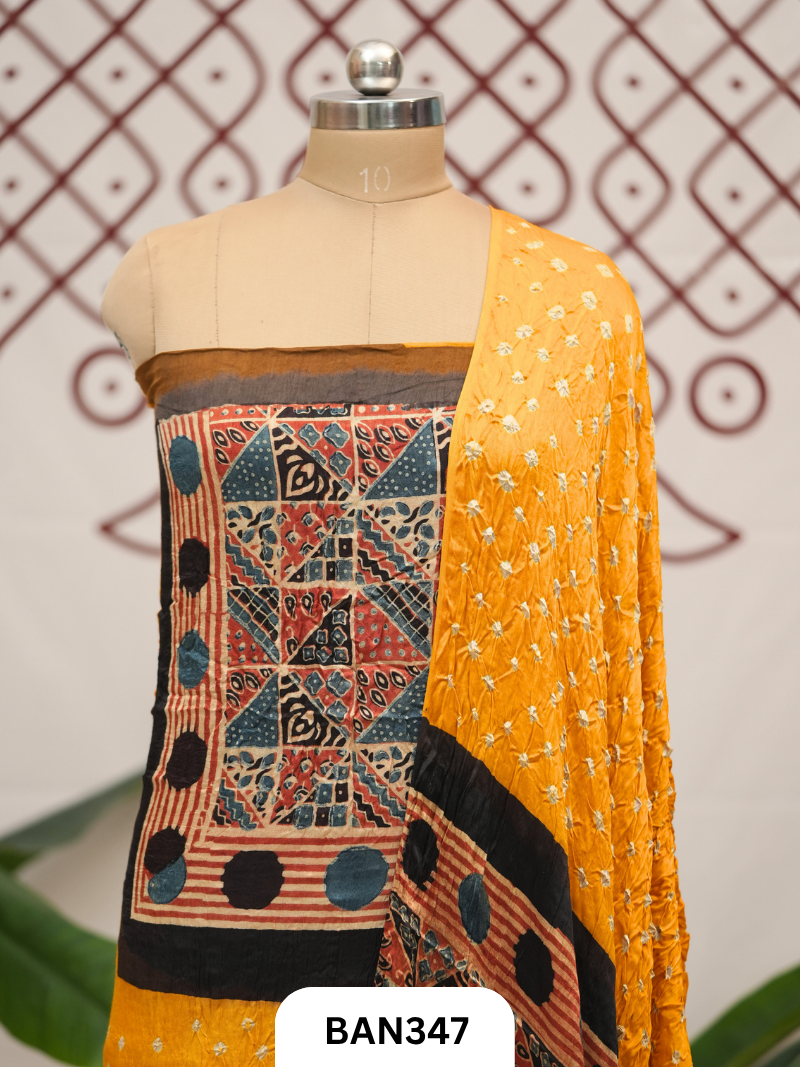 Modal Bandhini 3pcs Salwar Suit With Lagdi Patta Dupatta