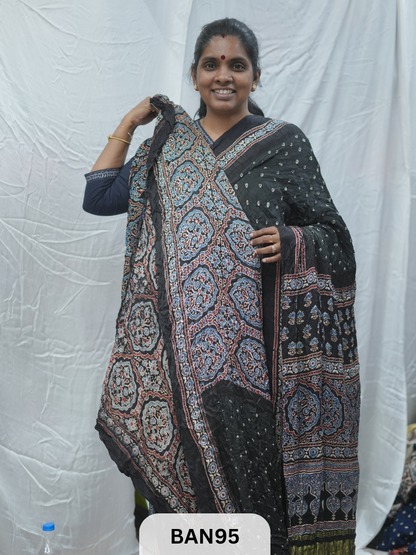BANDHANI WITH AJRAKH SEMI GAJI SAREE