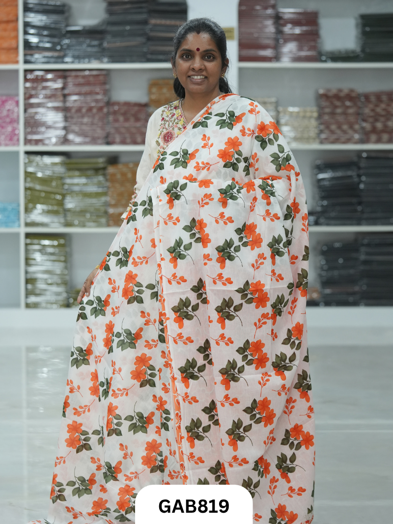 Bagru Block Print Cotton Mulmul Sarees With Running Blouse