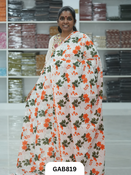 Bagru Block Print Cotton Mulmul Sarees With Running Blouse