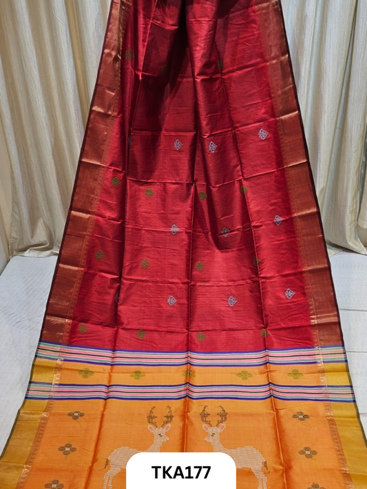 Pure Bishnupuri Katan Kalakshetra Silk – Handwoven Saree