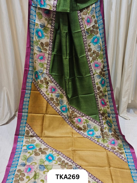 PURE HANDOWEN TUSSAR HAND PAINTED SAREE
