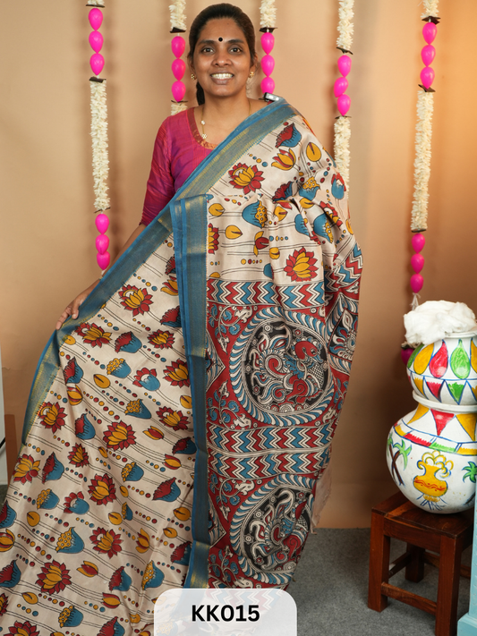 Kalamkari Chenuri Silk saree