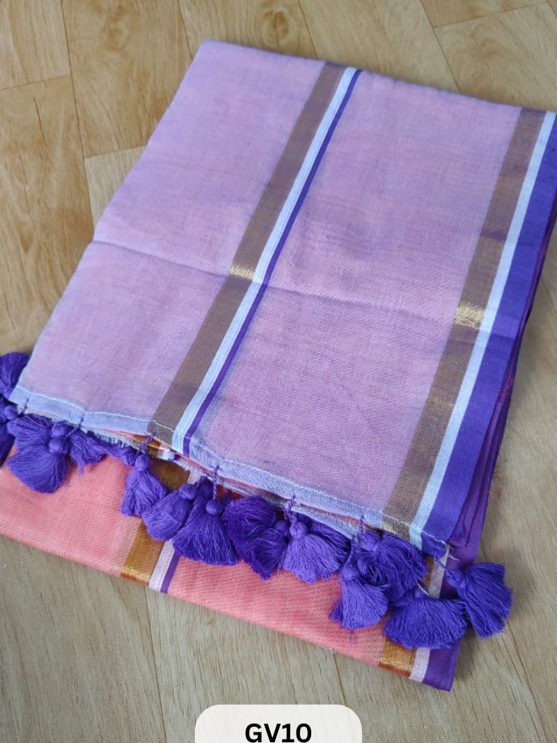 SOFT BENGAL MALMAL SAREE | HANDMADE TASSELS