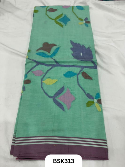 Handloom Pure Mul Cotton With Jamdhani Weave Saree