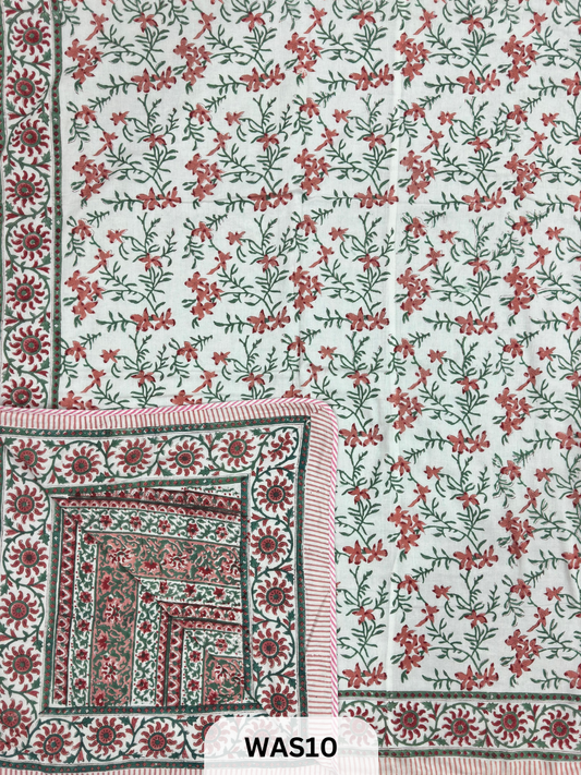 PREMIUM HAND BLOCK PRINTED JAIPURI COTTON 3 LAYER SIZE-90×108 KING SIZE