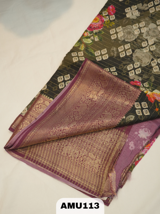 BANARA RUSSIAN SILK SAREE WITH DIGITAL PRINTED