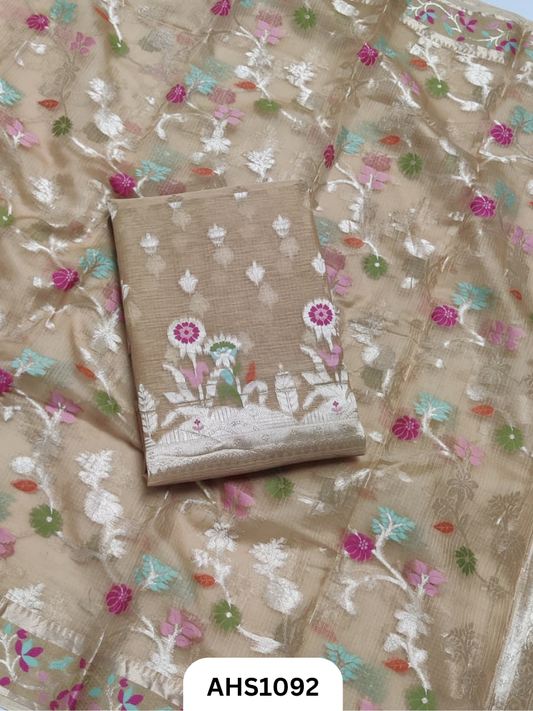 Pure Silk Kota Weaving Two Piece Dress Material  Heavy Weaving Dupatta & Kurta