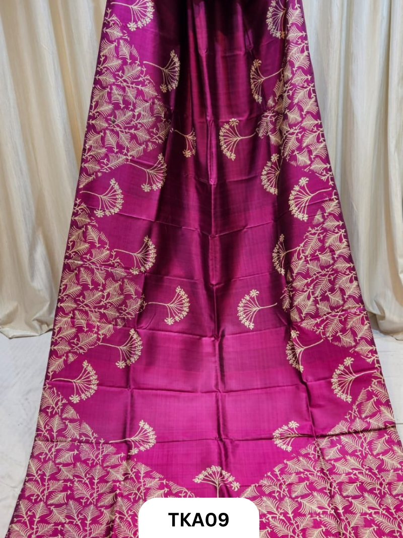 Pure Bishnupuri Silk Dual Shade Handblock