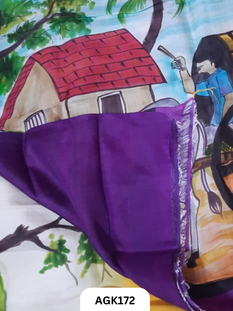 Murshidabad Silk 4Ply Hand Printing Work