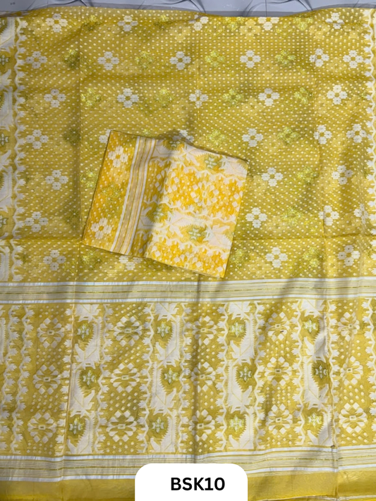 Cotton Jamdani Zari Weave  Top Material - 2.5  Duppata - 2.5  Machine Weave Hand Cutting