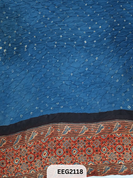MODAL AJRAKH PRINT WITH BANDHEJ RUNNING FABRIC-1MTR
