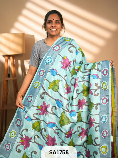 MURSHIDABAD SILK SAREE HAND PAINTED