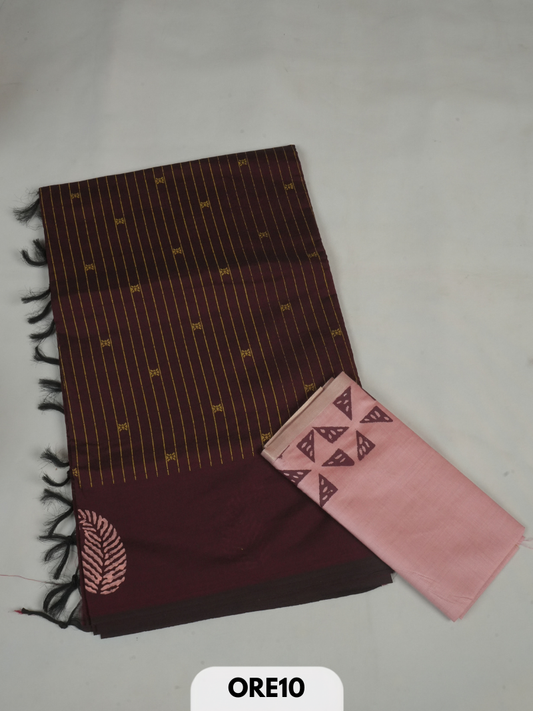South cotton handblock print saree