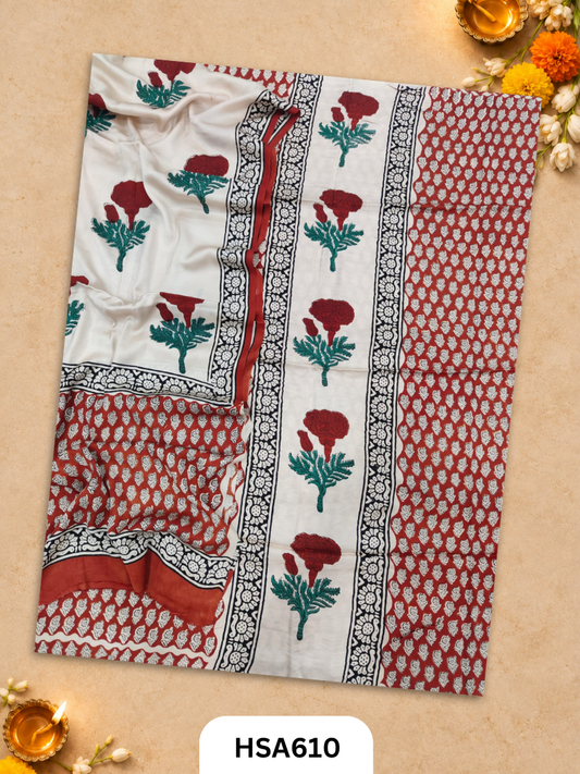 Vanaspati Ajrakh Handblock Printed Suits in Modal Silk Fabric Suits Top 2.5 mtr Dupatta 2.5 mtr