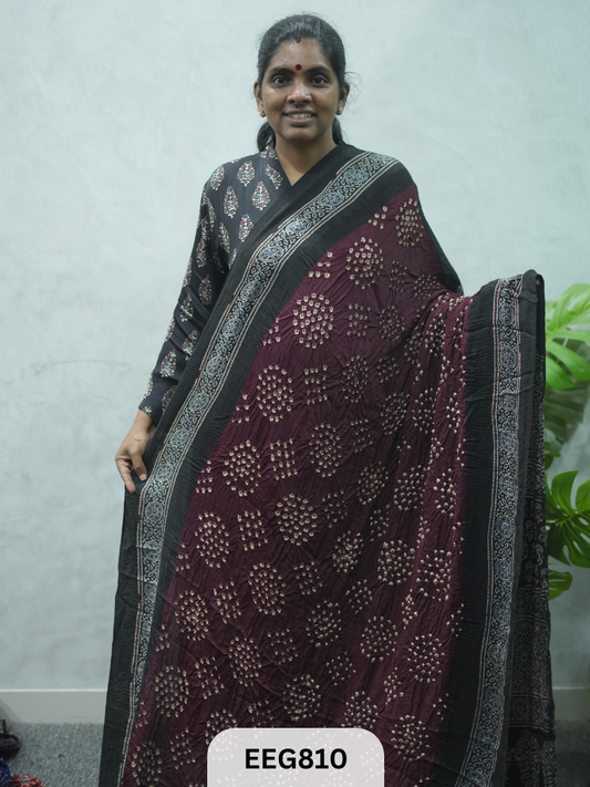 MODAL AJRAKH BANDHEJ SAREE