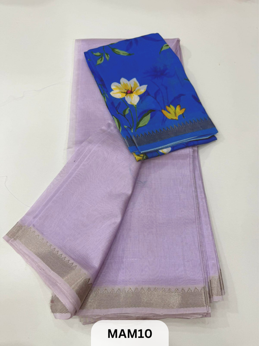 MANGALAGIRI HANDLOOM SAREE WITH NIZAM BORDER DUAL BLOUSE 😍 1 MTR IN SAREE AND 1 MTR DIGITAL  MANGALAGIRI BLOUSE FREE WITH IT