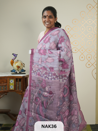 LINEN PENKALAMKARI SAREE
