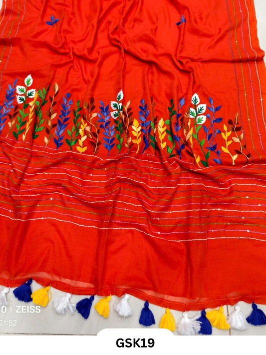 Pure Mul Cotton Saree With tassels
