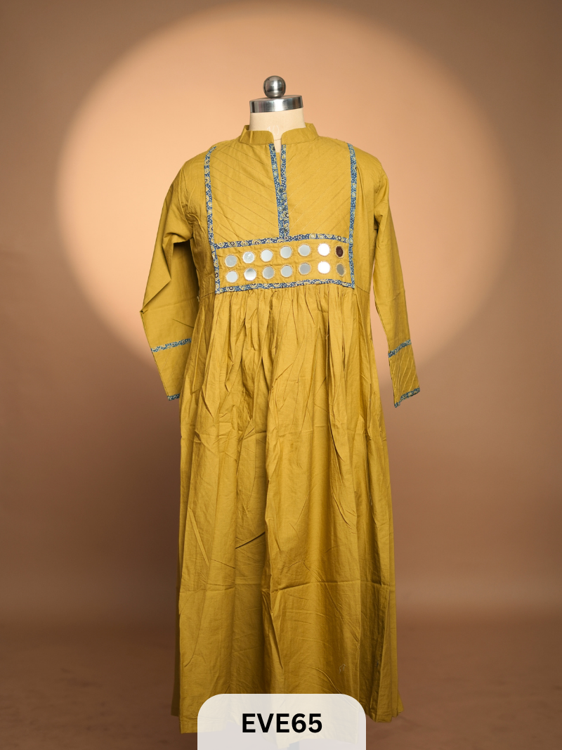 COTTON KURTI WITH MIRROR WORK