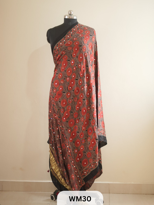 MODAL SILK WITH GLUED MIRROR LAGDI PATTA DUPPATTA