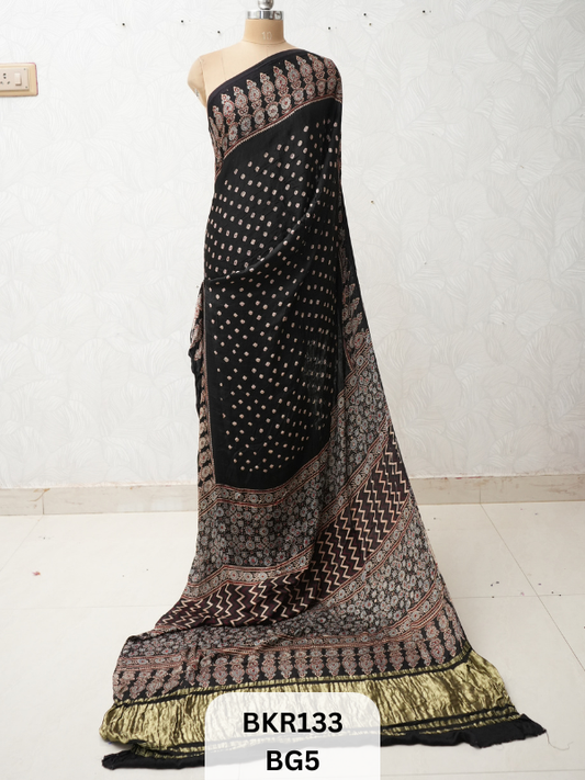 BANDHANI & AJRAKH MODAL SAREES | LAGDI PATTA