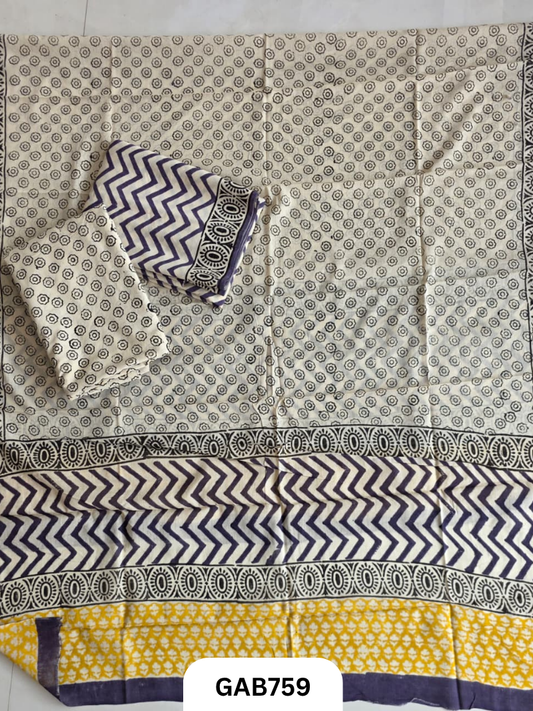 Handblock Cotton Suits With Mulmul Cotton Dupatta | Top 2.5 Mtr Dupatta 2.5 Mtr