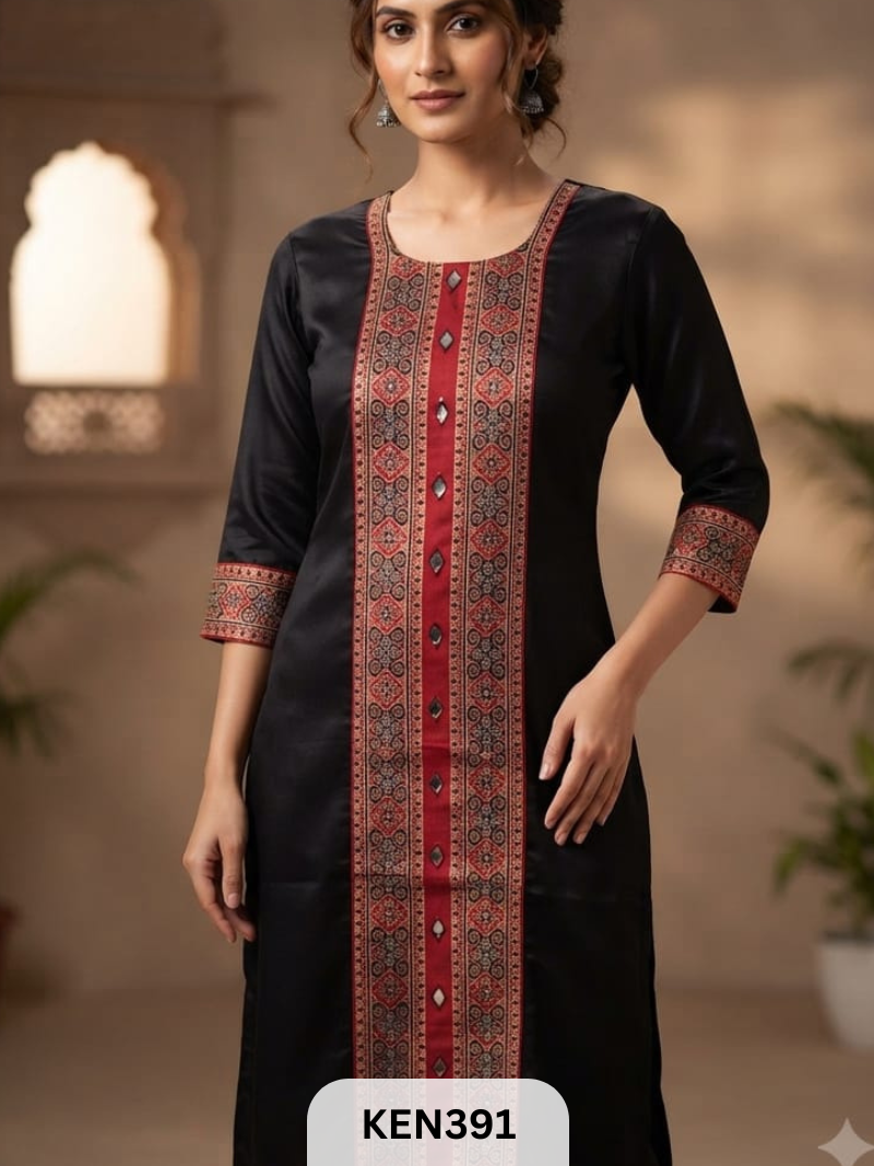 MASHRU PANEL & MIRROR WORK KURTI