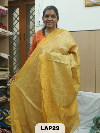BANARAS KORA BROCADE DUPION BHANDHEJ SAREE