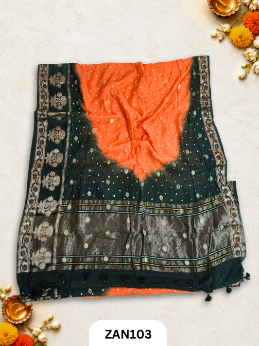BANARASI BANDHINI WITH TIE AND DIE SAREE