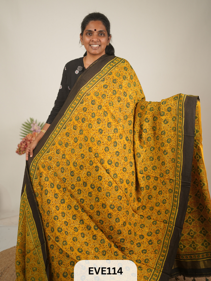 TUSSAR CHANDERI WITH GHARCHOLA - NATURAL AJRAKH HANDBLOCK
