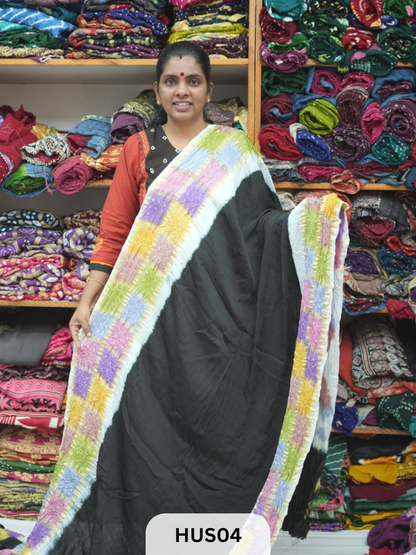 PURE MODAL WITH CHECKS MULTI COLOUR BORDER