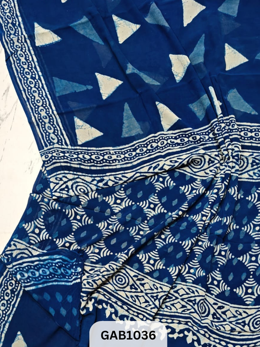 Premium Hand Block Printed Georgette Sarees with Blouse