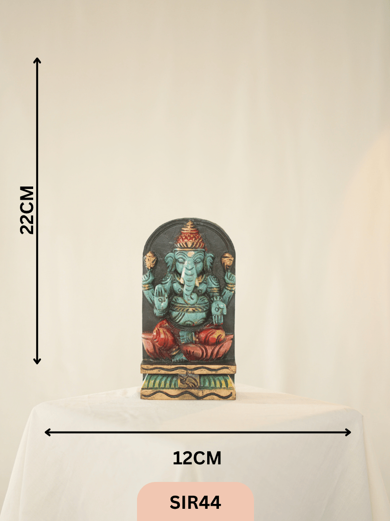 WOODEN LORD GANESHA STATUE - Height 9" INCH, WIDTH 5"INCH