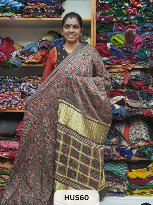 VISCOSE AJRAKH WITH GHARCHOLA PALLU